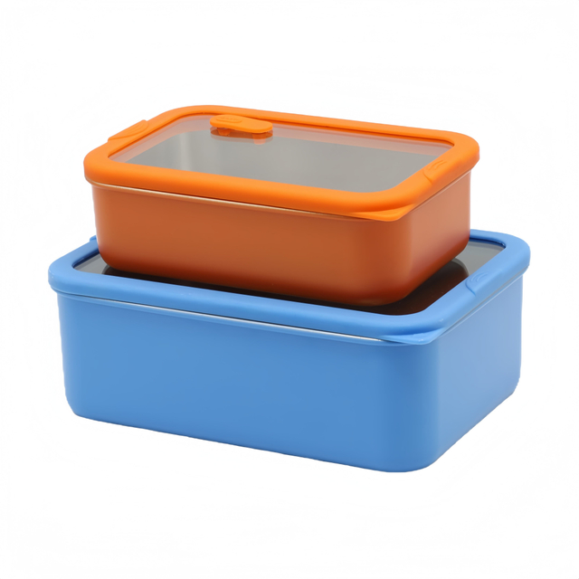 New Design 304 Stainless Steel Fresh-keeping Lunch Box Glass Cover Leak-proof Heating Food Grade Microwave Sealed Box