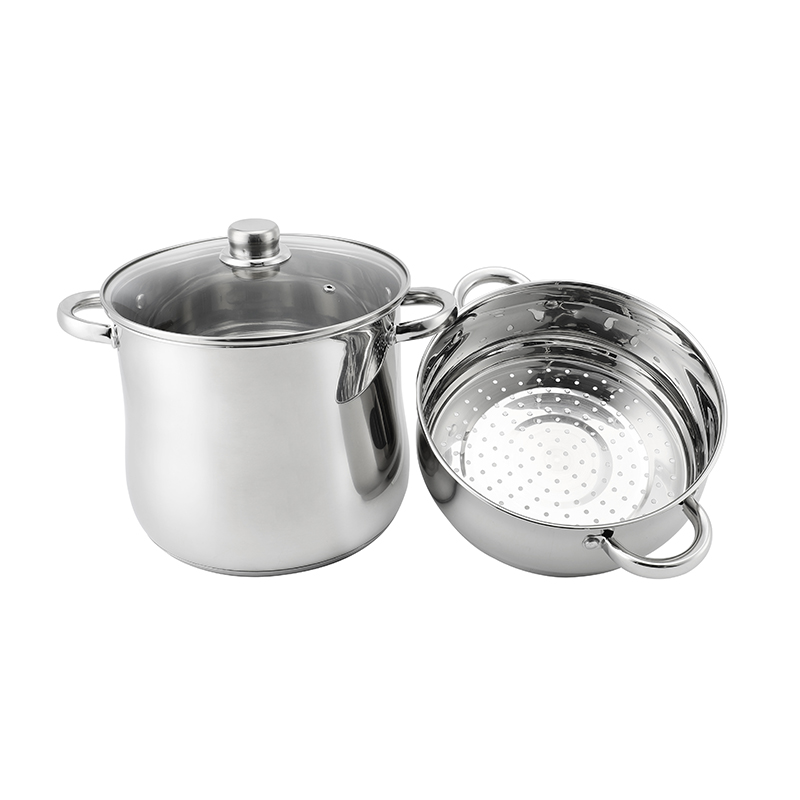 Factory Custom Kitchen Stainless Steel Soup Steamer Pot Set With Glass Lid Stainless Steel Cooking Pot Set Cookware Sets