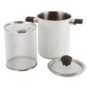 Asparagus Steamer Pot with Mesh Basket-3 Quart Stainless Steel Vegetable Cooker with Tempered Glass Lid External Spray White High Temperature Paint