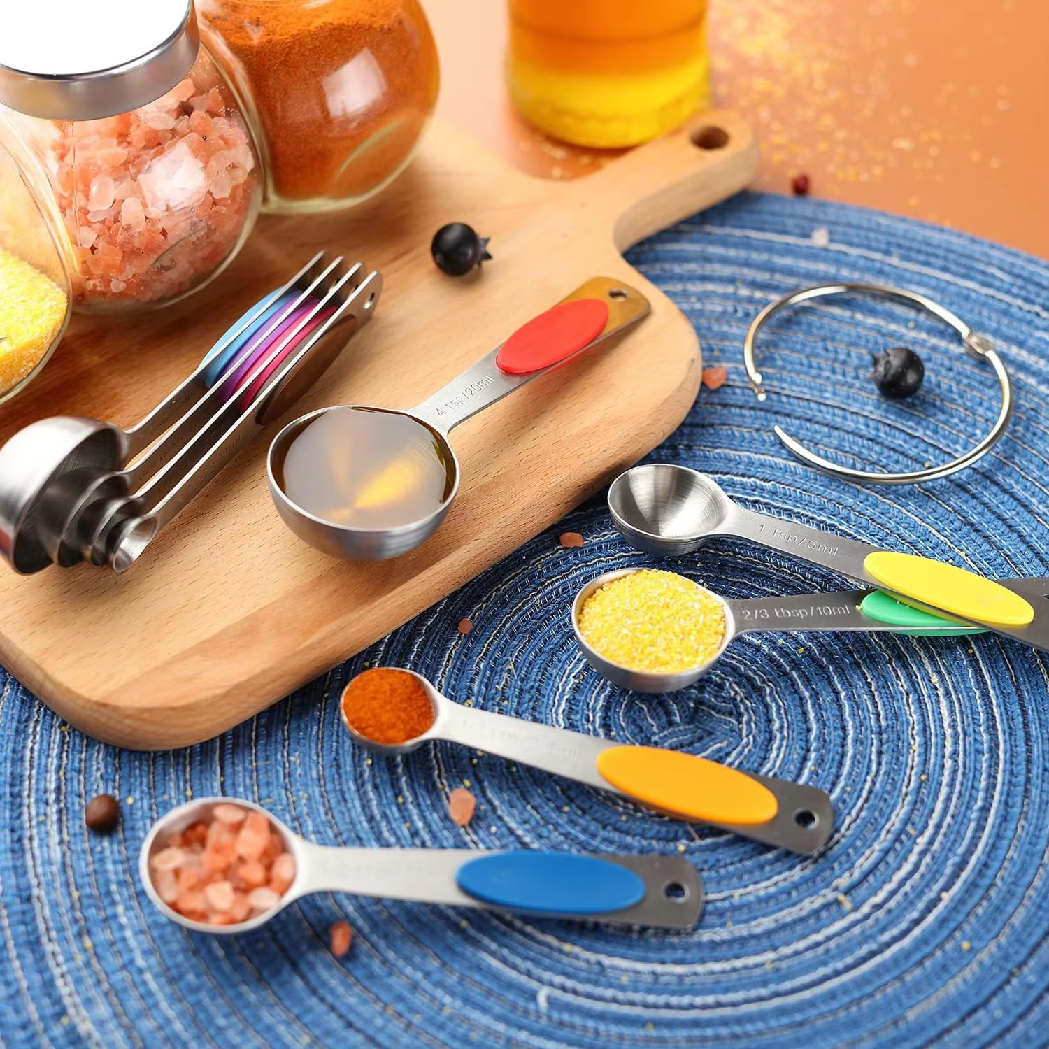 Stainless Steel Magnetic Coffee Measuring Scoop Cups and Spoons Set