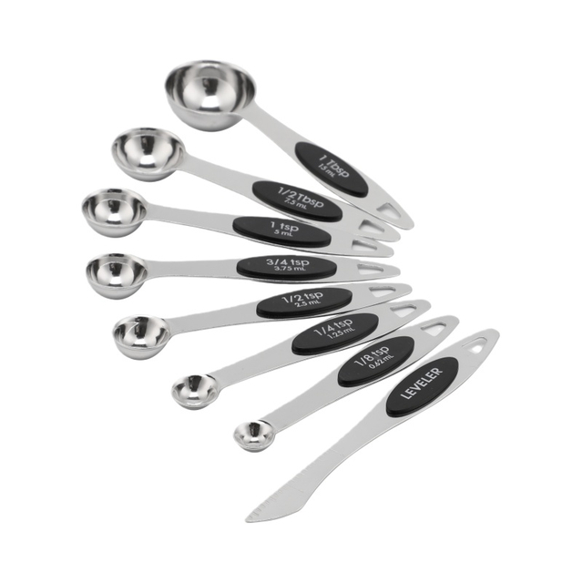Magnetic Measuring Spoons Set Stainless Steel with Leveler for Baking and Spoon