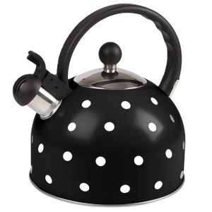 Factory Wholesale 2.5L Whistling Tea Kettle Pot Polka Dot Cream/Ivory Color Stainless Steel Hot Water Teapot for ALL Stovetop