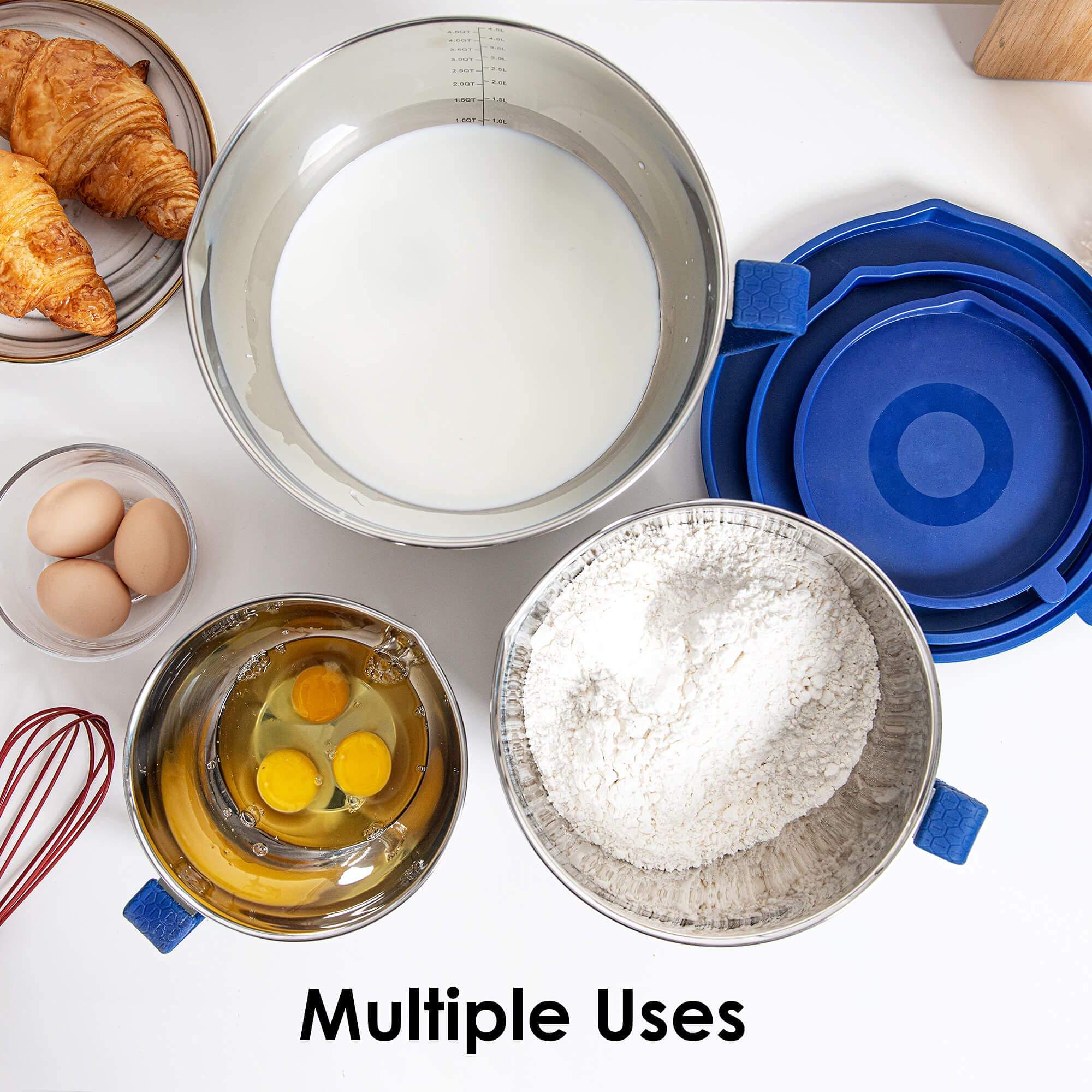 Wholesale in Stock Rorence Mixing Bowls Set With Lid Kitchen Stainless Steel Salad Mixing Bowl With Handle