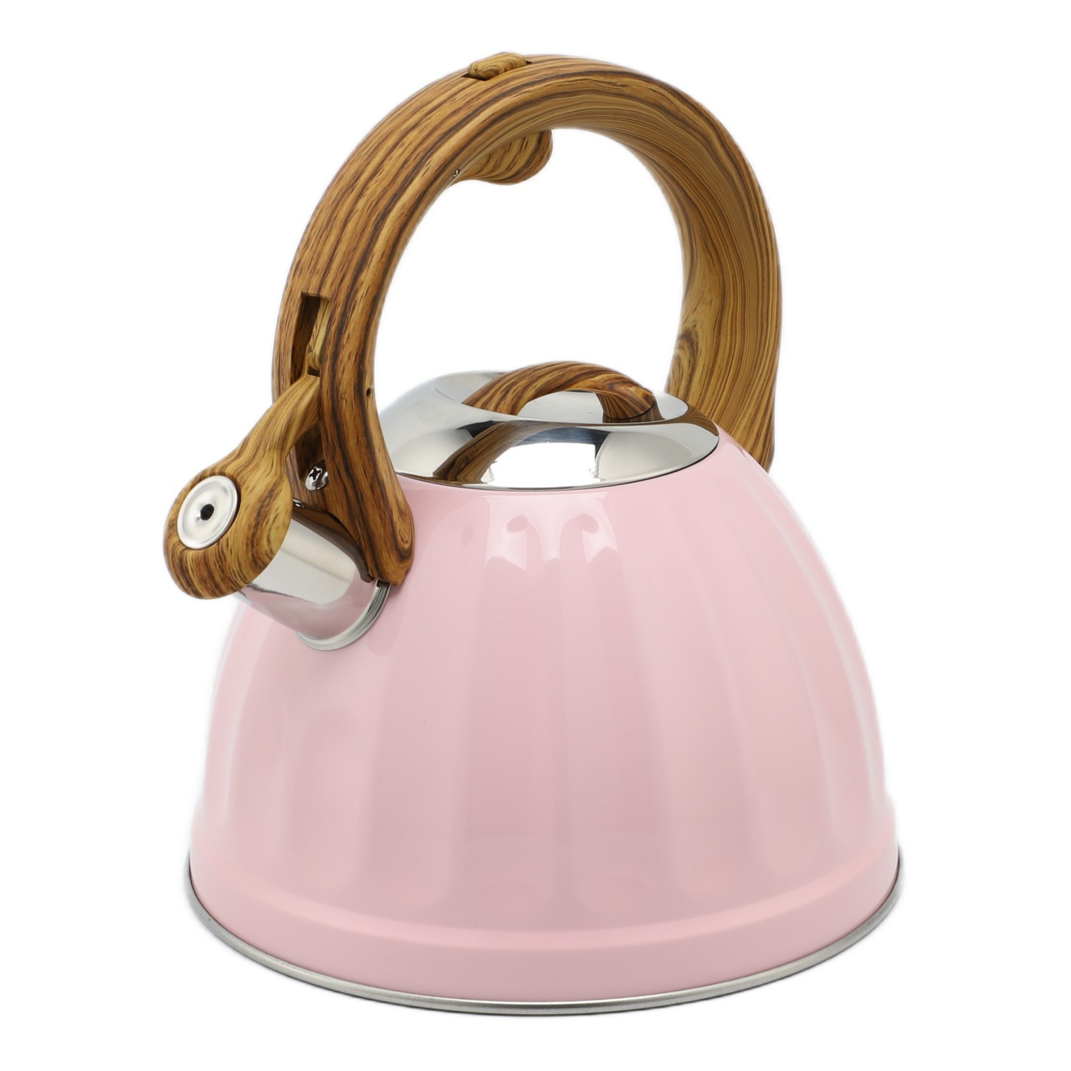 Factory Wholesale 2.5L Whistling Tea Kettle Tea Pot Customized Color Stainless Steel Hot Water for ALL Stovetop with Wood Handle