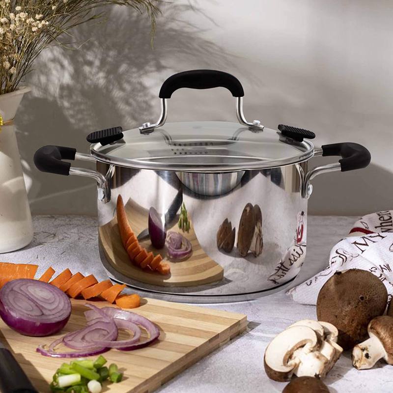 Factory New Arrival Stainless Steel Cookware Set with Handle Cooking Pots Brazed Bottom Cookware Set Casserole Soup & Stock Pots With Lids