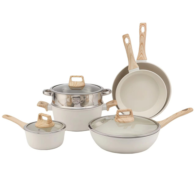9 PCS Customizable Ceramic Non Stick Pans and Pots Set Induction Cast Aluminum Ceramic Cookware Set Pots and Pans Set