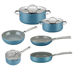 9PCS Customizable Ceramic Nonstick Pans and Pots Set Induction Cast Aluminum Ceramic Cookware Set Pots and Pans Set