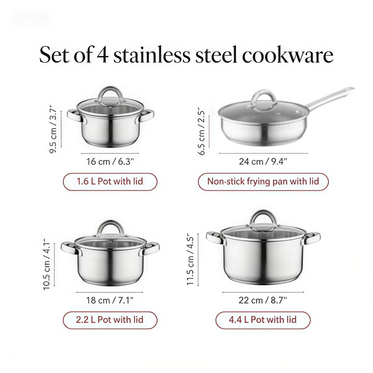 Hot Sale Cooking Pot Heavy Weight 5-ply Base Stainless Steel Casserole Soup Pot Stock Pots Frypan with Stainless Steel Handle