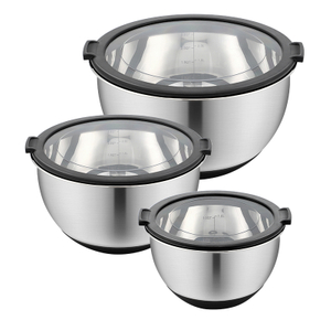 Staninless Steel Mixing Bowl With Transparent Lid Set of 3