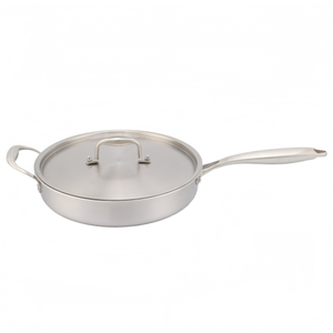 High Quality 316 Stainless Steel Cook Saute Pan Three Layer Steel Double Ear Frying Pan Rapid Heat Conduction Sauting Fry Pan with Steel Lid