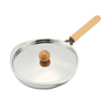 Factory Customized Food Grade Triply Cooking Pan Steel Stainless Non-coating Frying Pan for Pouring Spout Skillet Omlet with Wood Handle Lid