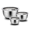 Customized Stainless Steel Mixing Bowl Set with Transparent Lids Eco-Friendly Multi-Function Salad Baking Metal Mixing Bowls
