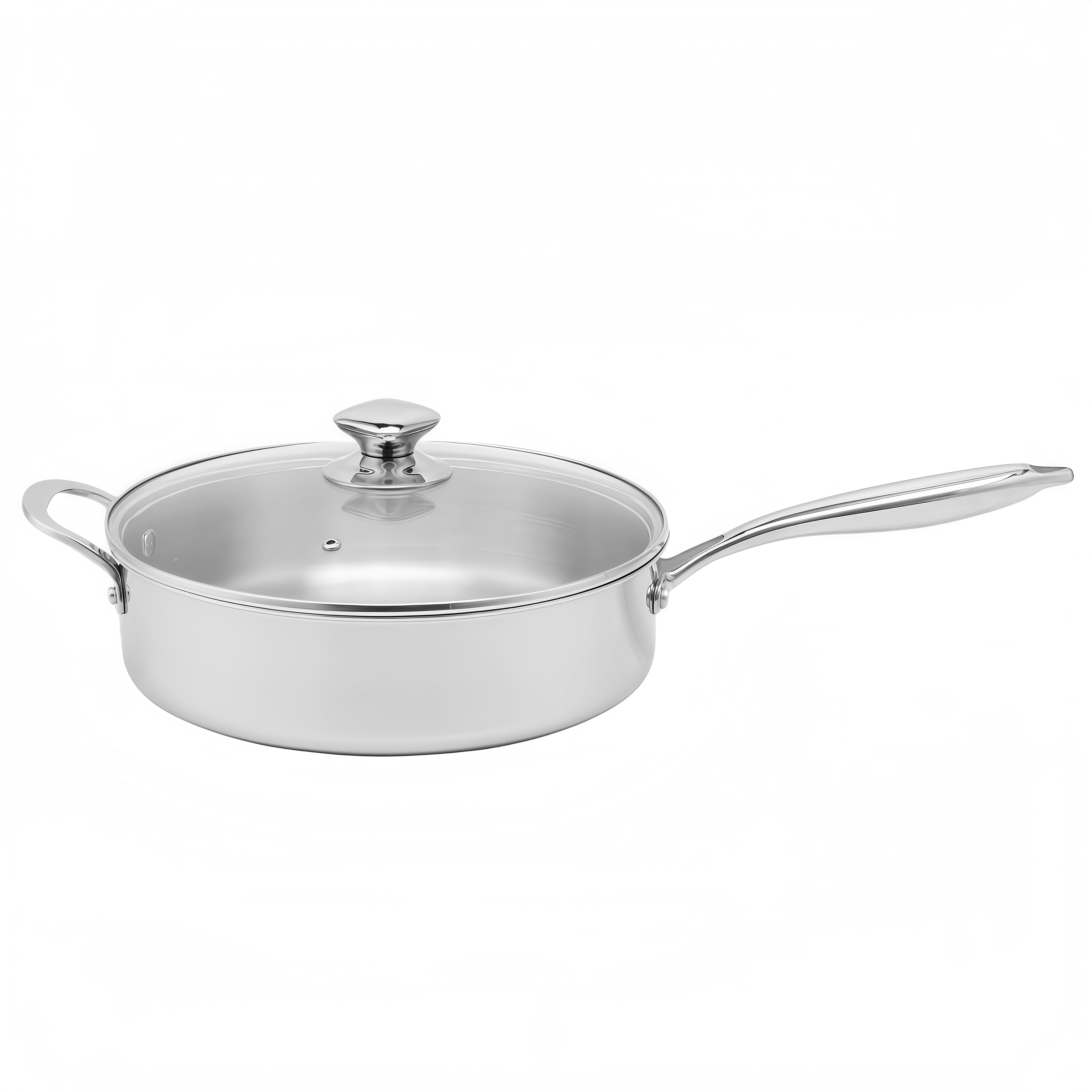 High Quality 316 Stainless Steel Cook Saute Pan Three Layer Steel Double Ear Frying Pan Rapid Heat Conduction Sauting Fry Pan