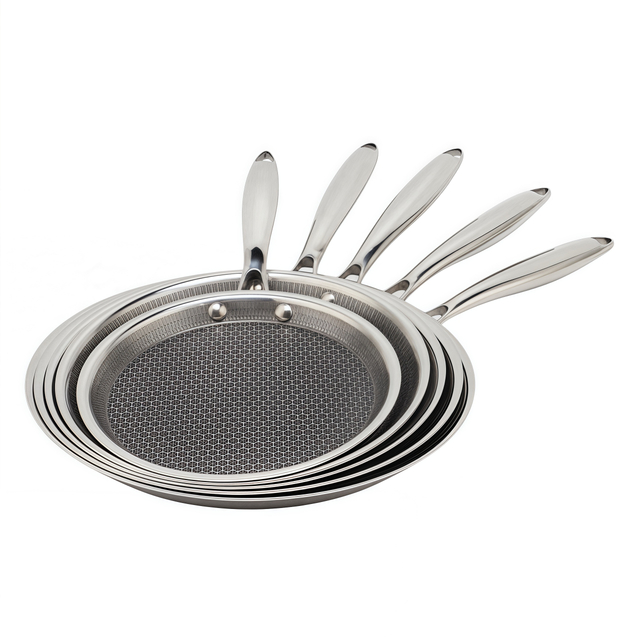 9/10/12 Inch Cookware Triply Hybrid Stainless Steel Griddle Pan Pizza Tray Pancake Pan Nonstick PFOA Free Ceramic Coating Frying Pan Skillets