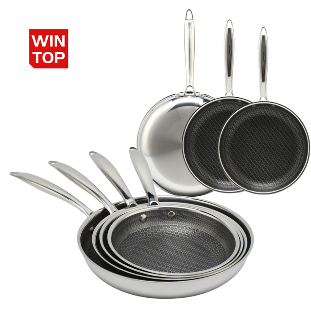 Hybrid Cookware 8/10/12 Inch Cookware Frying Pan Nonstick Honeycomb 20/24/28 Cm Tri-ply Stainless Steel Pan Set Skillets
