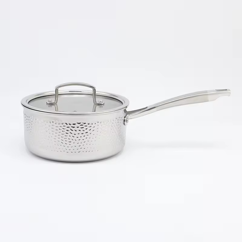 High Quality 6pcsTri-ply Stainless Steel Pots and Pans Hammered Cookware Set