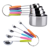 Custom Hot Sell 10 Piece Stainless Steel Measuring Cups and Spoons Set With Silicone Handle