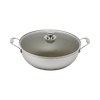 Tri-ply Hybrid Pan & Wok with Double Ears PFAS PFOA Free Titanium Coating Stainless Steel Non-stick Wok Pan Cookware With Glass Lid