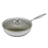 Tri-ply Hybrid Pan & Wok with Double Ears PFAS PFOA Free Titanium Coating Stainless Steel Non-stick Wok Pan Cookware With Glass Lid