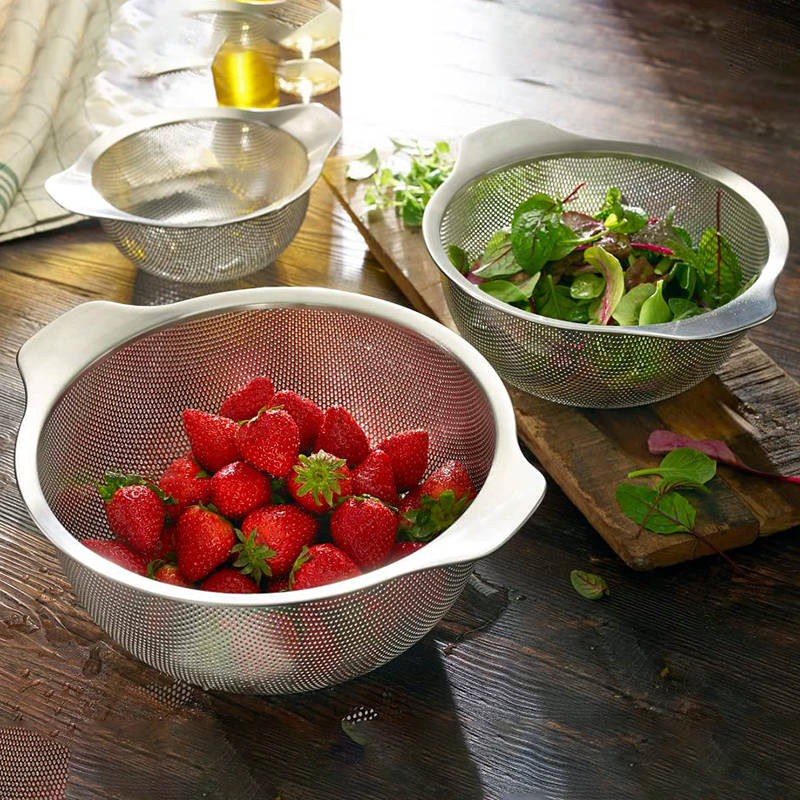 Stainless Steel Mesh Strainer Colander Home Kitchen Food and Fruit Organizer