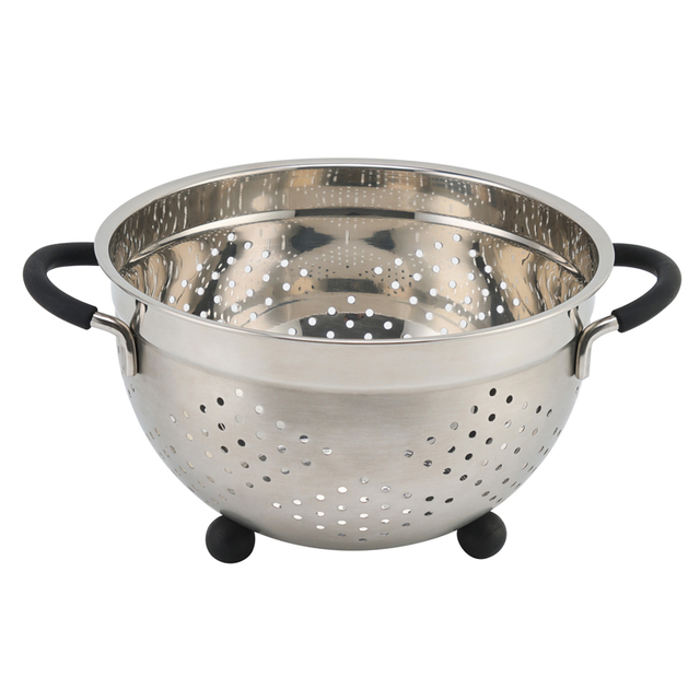 Fruit Vegetable Kitchen Strainer Colanders Set Stainless Steel Drain Wash Storage Drain Basket with Silicone Handle & Feet