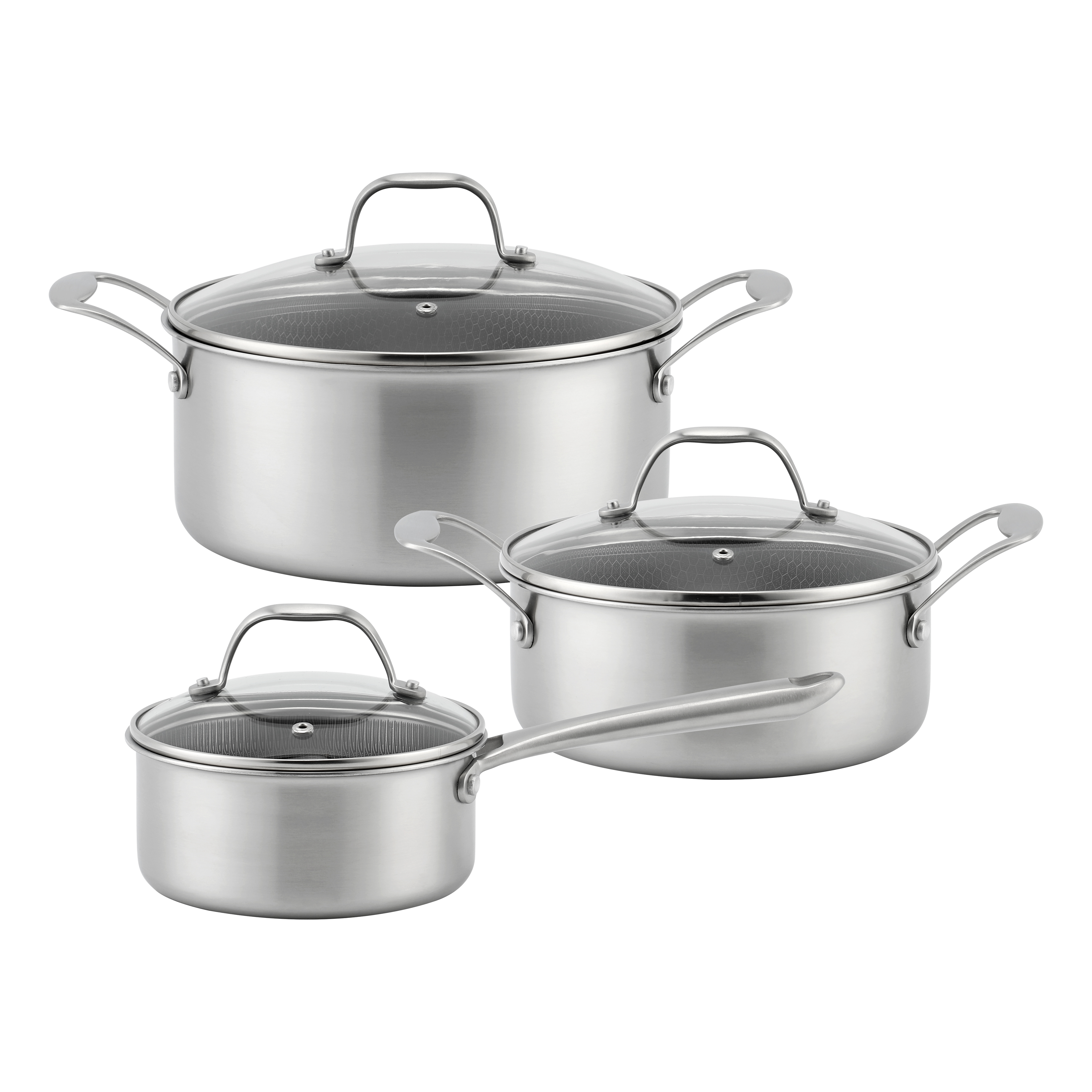 6 Piece High Quality Wholesale 18/10 Triply Stainless Steel 3 Layer Pots And Pans Steamer Set Cookware Set Saucepan Frying Pan