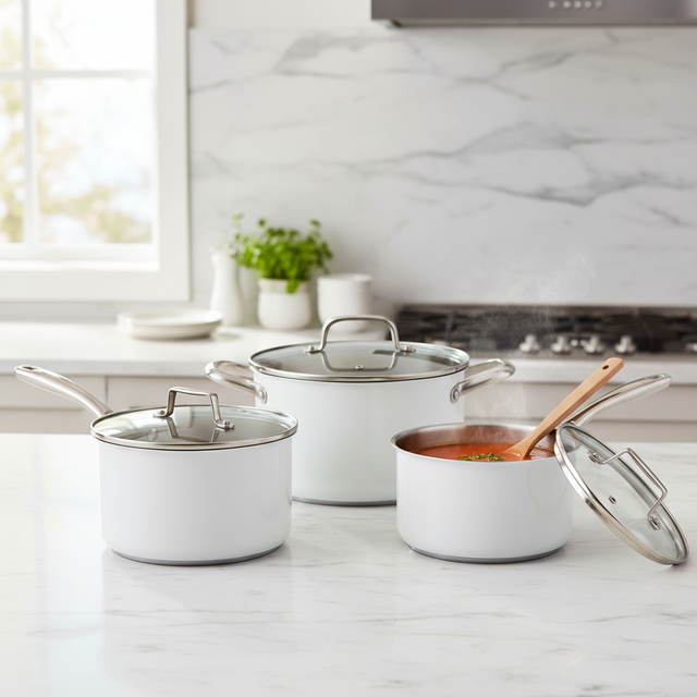 Wholesale Custom Kitchen Utensils Stainless Steel Impact Bonded Bottom Cooking Pot Set Pots And Pans Set With Steel Handle 6 Pieces Cookware Set