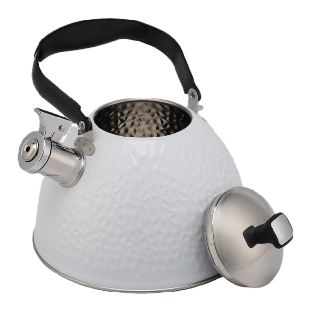 2.5L Color Painting White Kettle Whistling Tea Pot Stainless Steel Whistle Stove Top Kettle Black