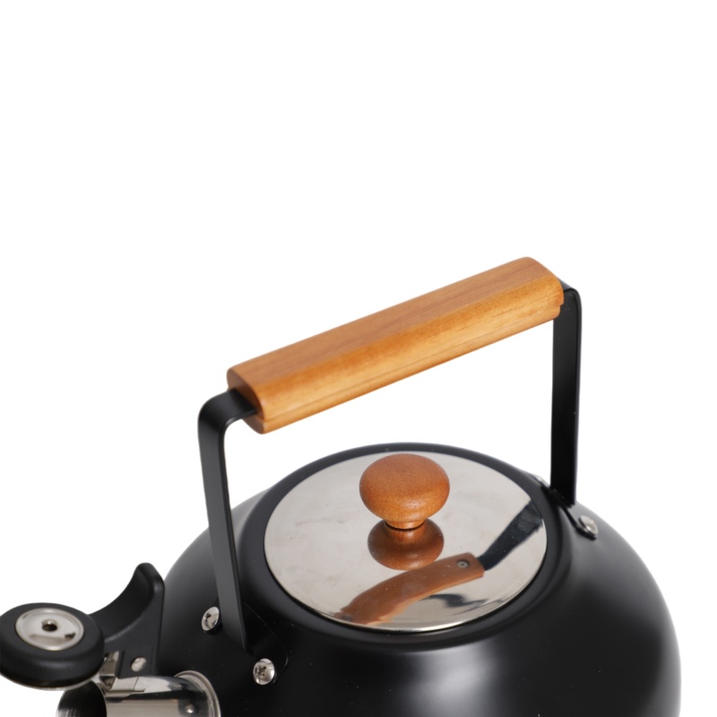 Retro Design Top Ranking Kitchen Food Grade Stainless Steel Stove Top Whistling Tea Kettle Teapot with Black Coating