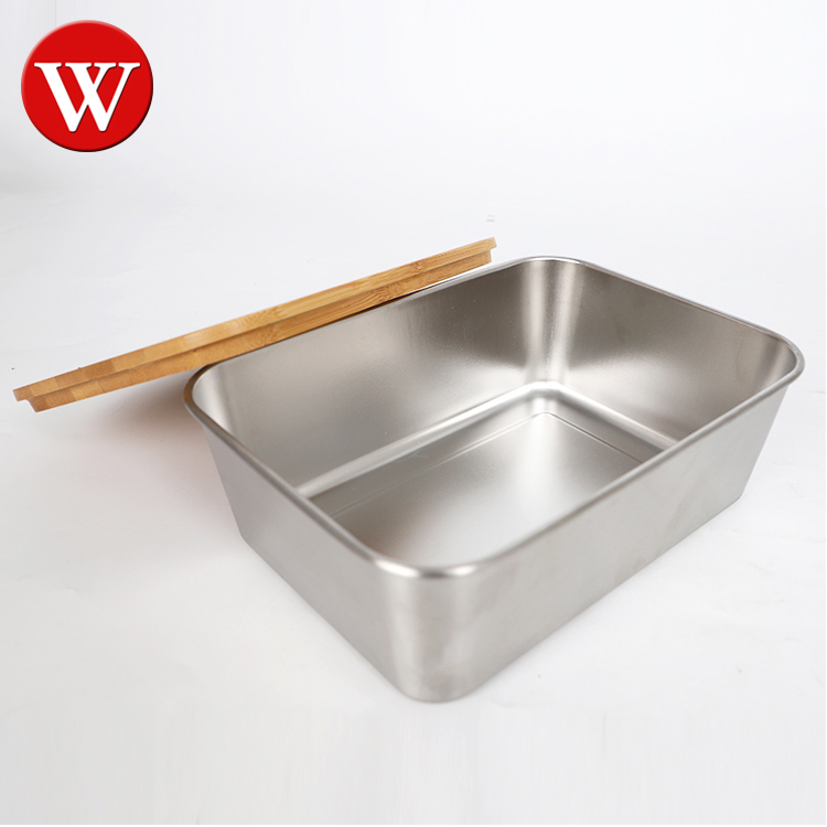 Bamboo Lid Stainless Steel Food Container Food Packaging Containers Leakproof Metal Bento Lunch Box Stainless Steel Food Carrier
