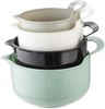 Multifunctional Stackable Mixing Bowls 4 Piece Nesting Plastic Mixing Bowl Set with Pour Spouts and Handles Salad Mixing Bowl