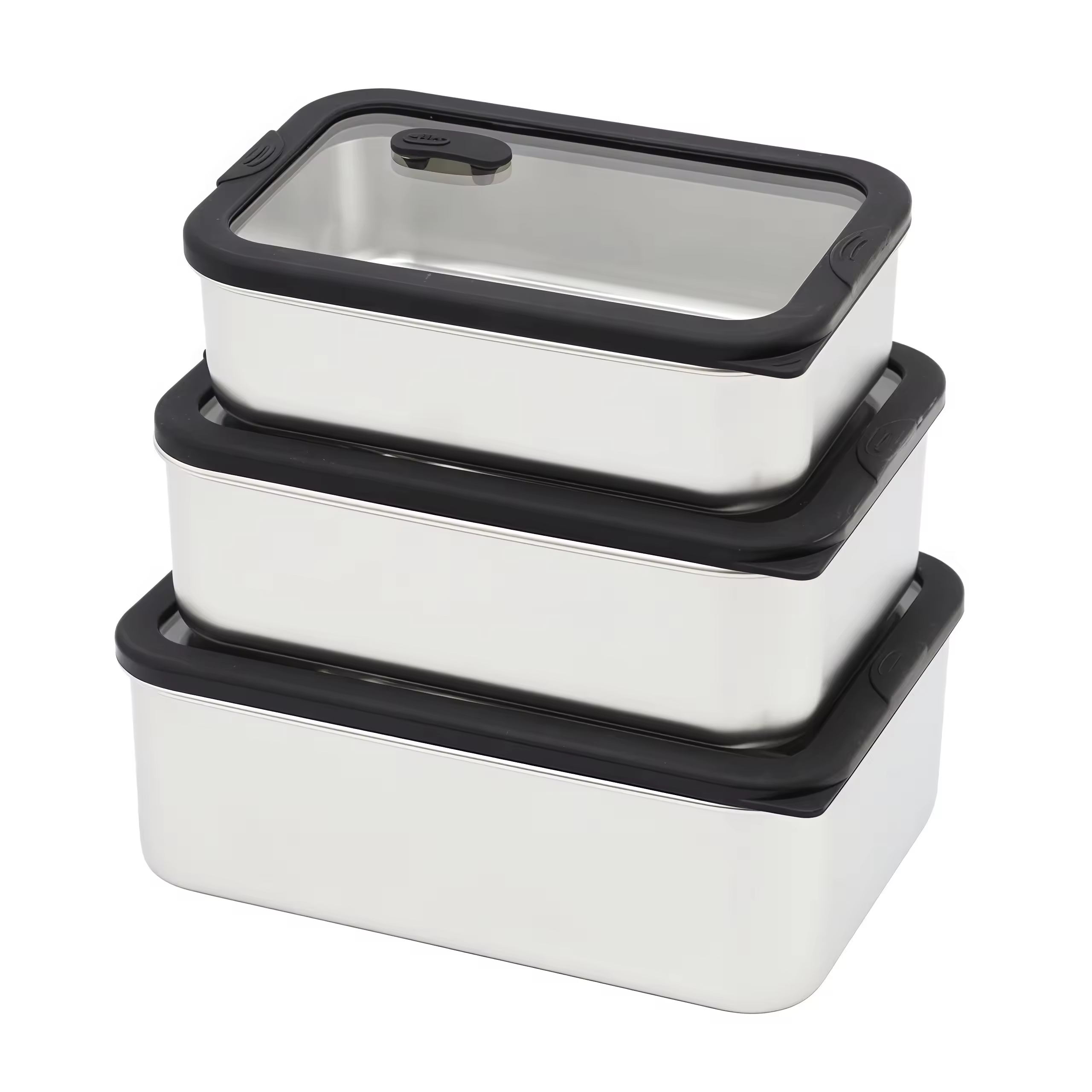 New Design 304 Stainless Steel Fresh-keeping Lunch Box Glass Cover Leak-proof Heating Food Grade Microwave Sealed Box