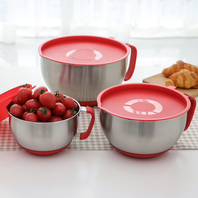 Stainless Steel Mixing Bowl Set With Spout and Handle