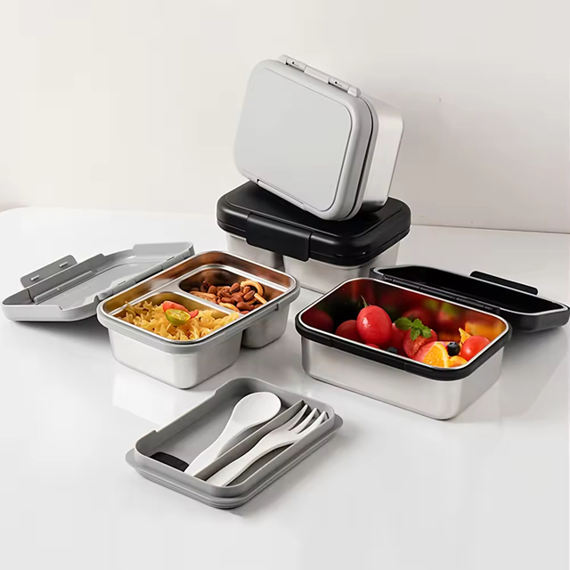 New Design 304 Stainless Steel Fresh-keeping Box Snap-on Refrigerator Storage Tin Box Heating Food Grade Microwave Sealed Box