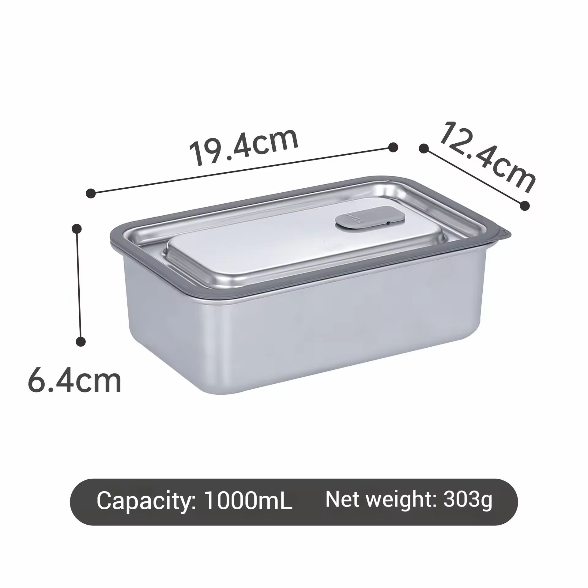 Design 304 Stainless Steel Fresh-keeping Lunch Box Stainless Steel Cover Leak-proof Heating Food Grade Microwave Sealed Box