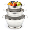 Fruit Vegetable Kitchen Strainer Colanders Set Stainless Steel Drain Wash Storage Drain Basket