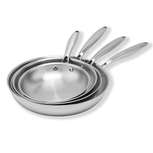 4 Pcs Triply Stainless Steel No Coating Non-stick Frying Pan Thickened Gas Induction Cooker Universal Flat Bottom Pot Fried Pan