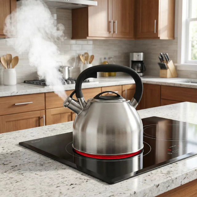 Modern 3L Stainless Steel Whistling Kettle Tea Teapot with Plastic Handle Home Kitchen Induction Stove Top Metal Construction