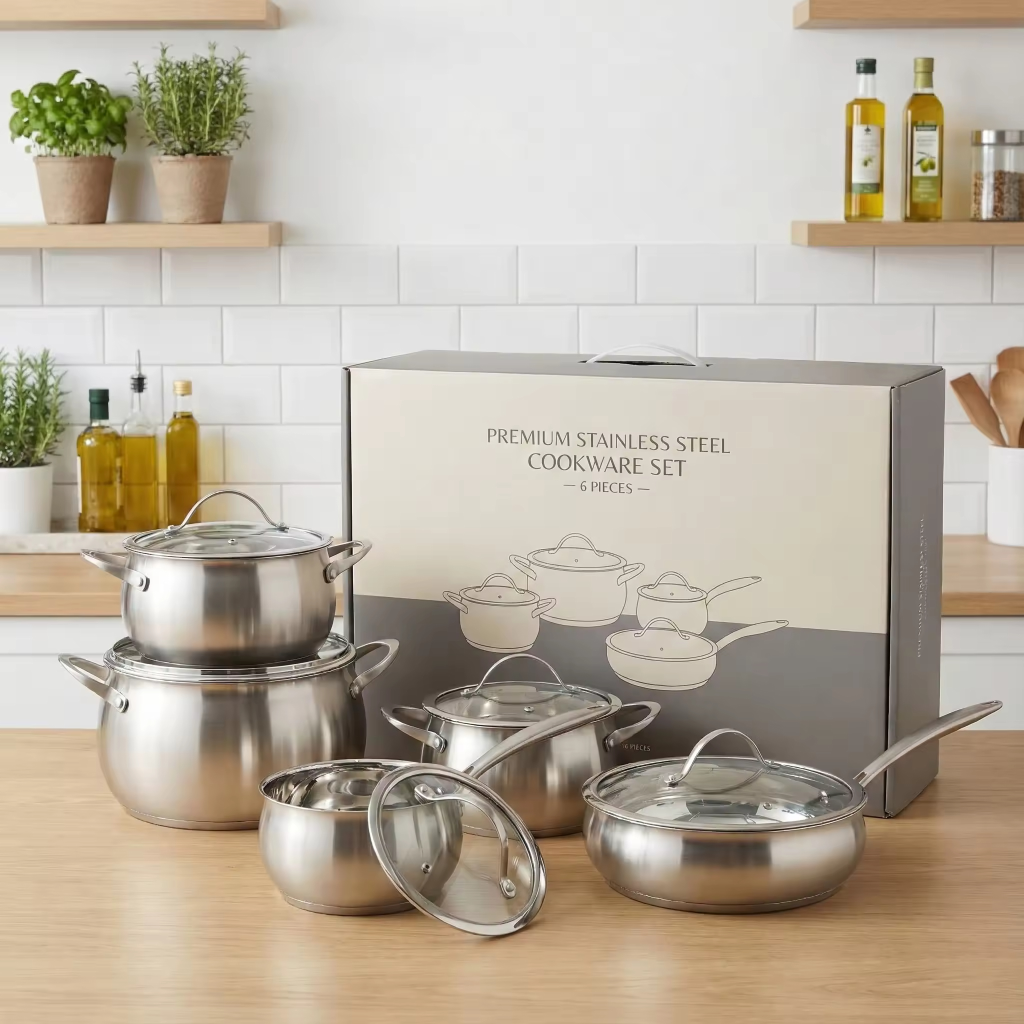 Wholesale Custom 10 Pieces Cookware Sets Apple Shape Stainless Steel Cooking Pot Casserole Set Soup Pots and Frying Pans Set