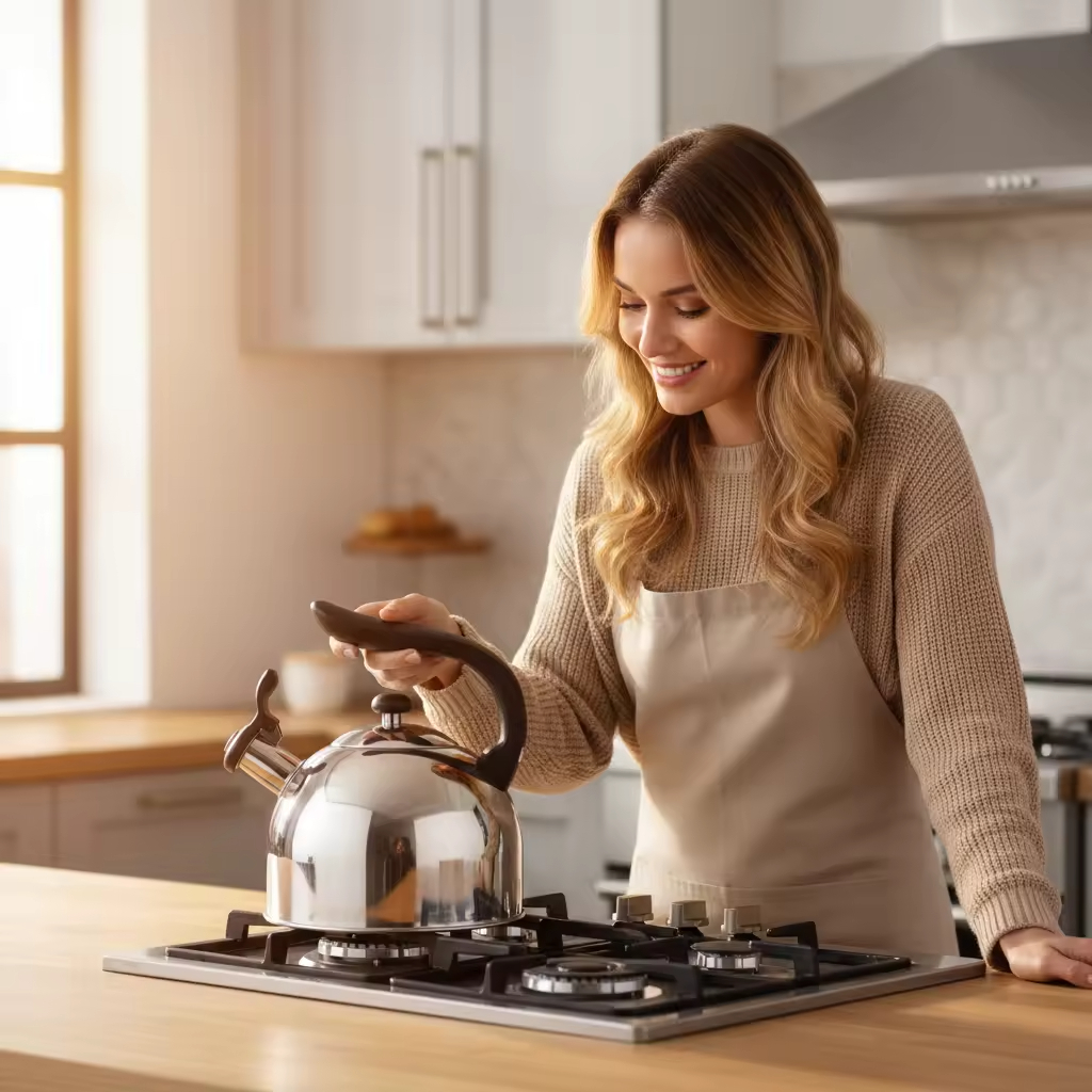 Factory Wholesale 2.5L Whistling Tea Kettle Pot Cool-Touch Handle Stainless Steel Hot Water Teapot for ALL Stovetop