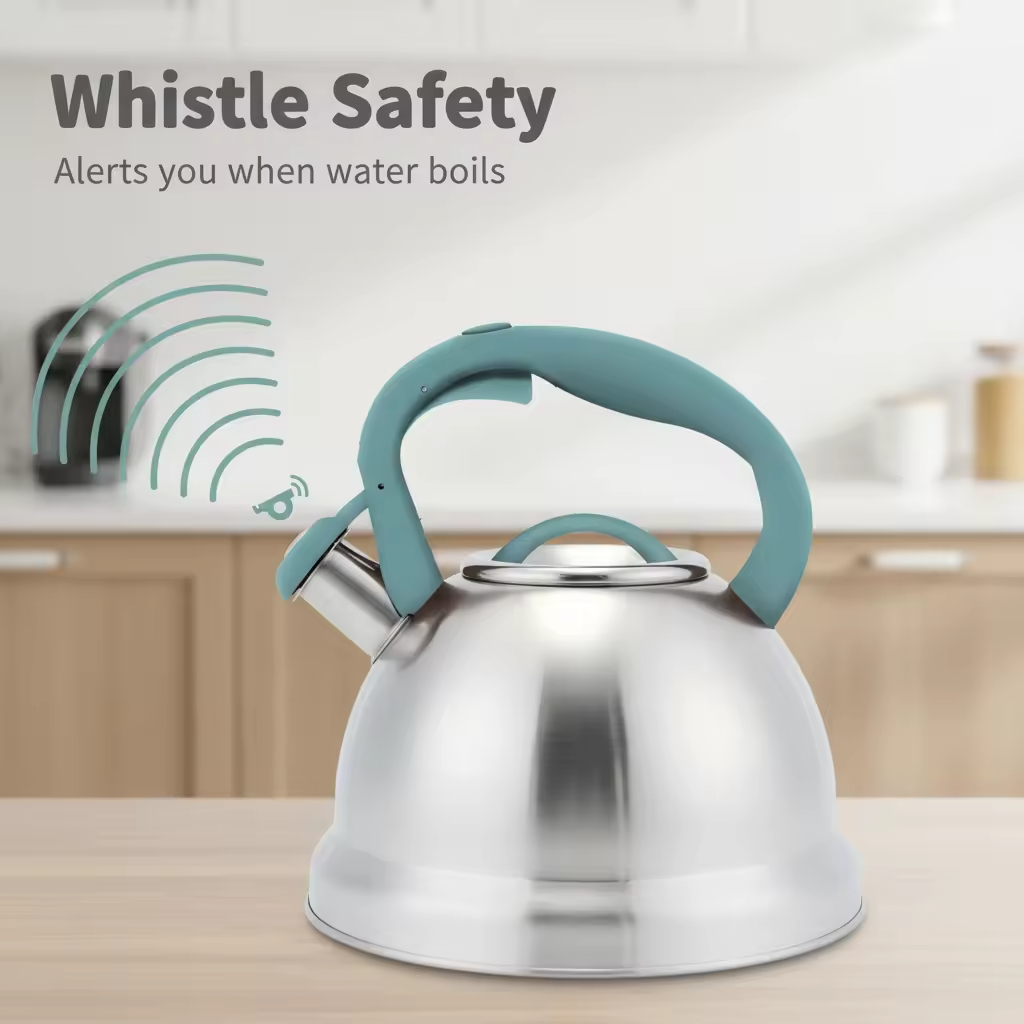 Factory Wholesale 2.8-3L Whistling Tea Kettle Tea Pot Customized Color Stainless Steel Hot Water Teapot for ALL Stovetop