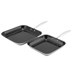 Modern Square Tri-Ply Ceramic Non-Stick Stainless Steel Multifunctional Eco-Friendly Fry Pan Skillets Set Gas Induction Ready