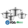 Hot Sale Cooking Pot Heavy Weight 5-ply Base Stainless Steel Casserole Soup Pot Stock Pots Saucepan with Stainless Steel Handle