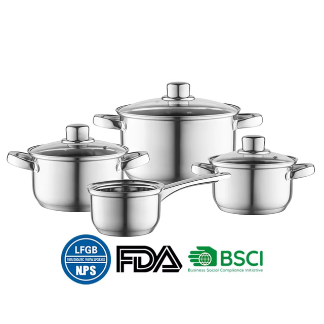 Hot Sale Cooking Pot Heavy Weight 5-ply Base Stainless Steel Casserole Soup Pot Stock Pots Saucepan with Stainless Steel Handle
