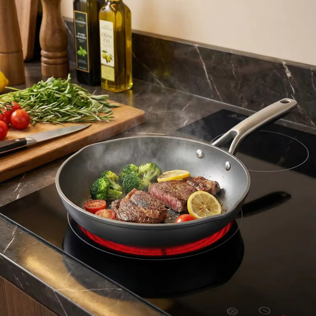 Premium Hard-Anodized Nonstick Aluminum Fry Pan Skillets Oven Safe to 500F Durable Desktop Oven Frying Pan Set PFOA Free