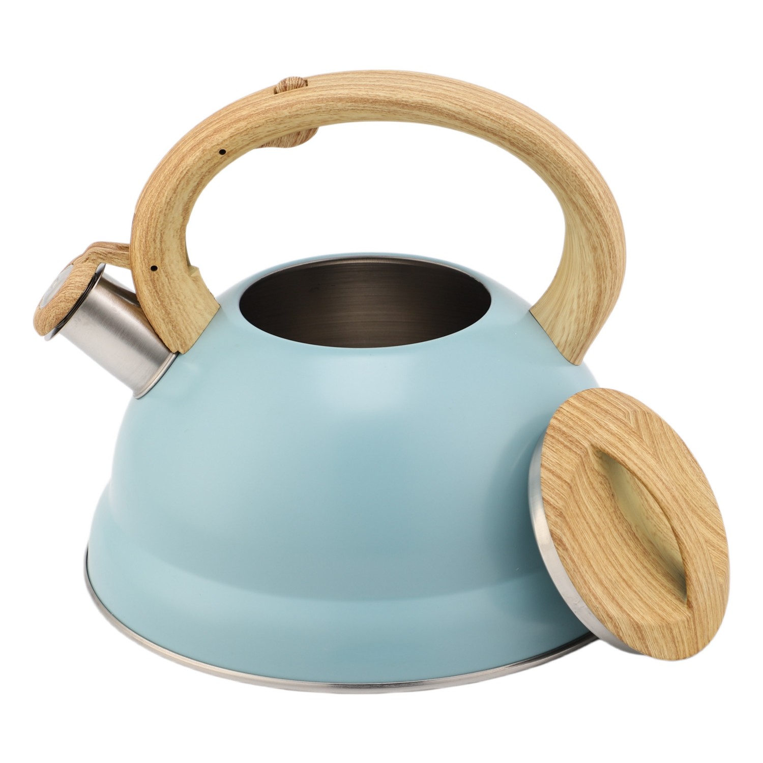 Factory Wholesale 3L Whistling Tea Kettle Tea Pot Customized Color Stainless Steel Hot Water for ALL Stovetop with Wood Handle