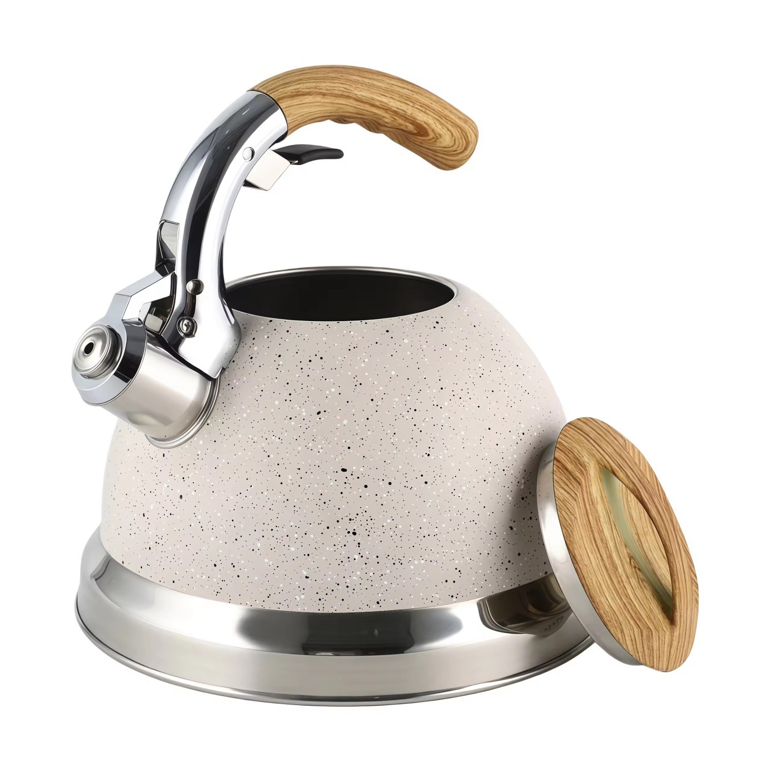 Factory Wholesale 3L Whistling Tea Kettle Tea Pot Customized Color Stainless Steel Hot Water for ALL Stovetop with Wood Handle