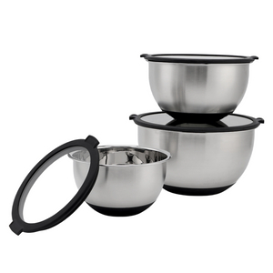 Customized Mixing Bowls Set 3QT 5QT Stainless Steel Mixing Bowl With Glass Lid