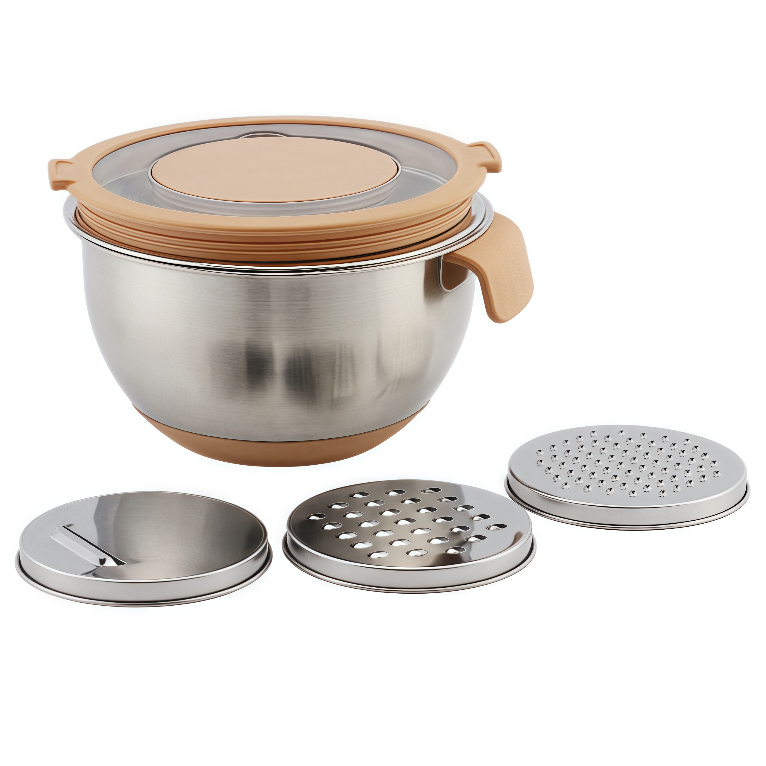 4-1 Colander with Bowl Set Colander Bowl 304 Stainless Steel Mixing Salad Bowl with Strainer Colanders Sets Storage Drain Basket