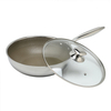 Tri-ply Hybrid Pan & Wok with Double Ears PFAS PFOA Free Titanium Coating Stainless Steel Non-stick Wok Pan Cookware With Glass Lid